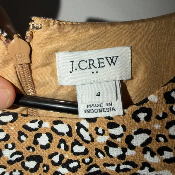 J.Crew Size 4 Leopard Print Sleeveless Sheath Dress - Picture 3 of 7